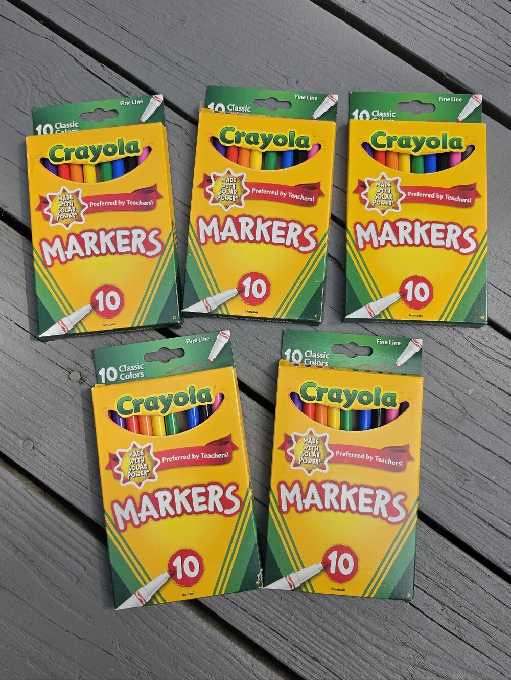 (5) - Crayola Classic Markers 10 Ct Fine Line Long Lasting Brilliant Colors
